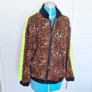 Fashion Nova Leopard Print Jacket with Neon Accents